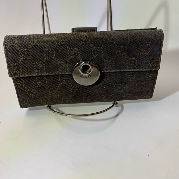 Authentic GUCCI GG Logo Long Wallet. brown - Picture 4 of 11